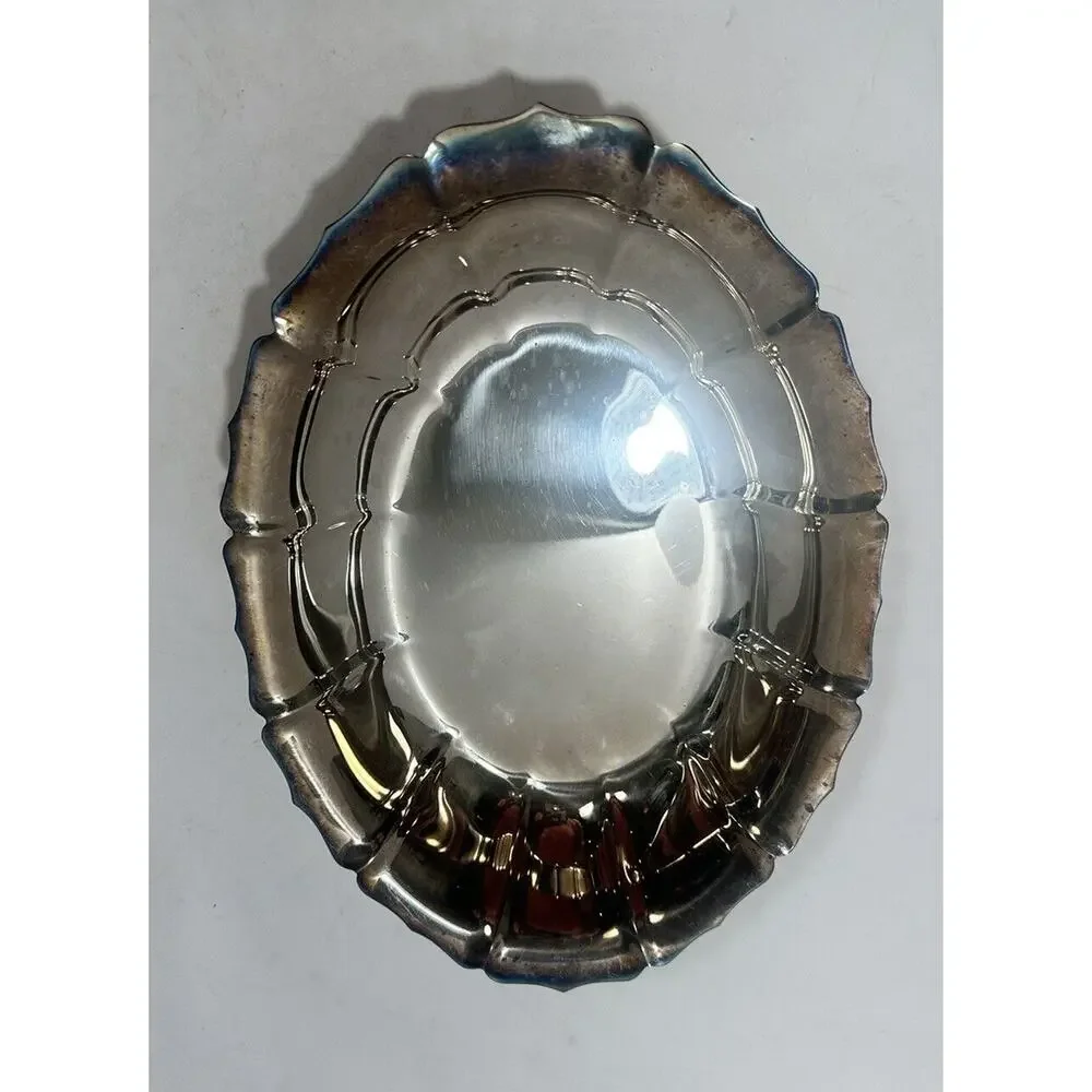 Vintage Silverplate Serving Tray Oval shape 10”x7”